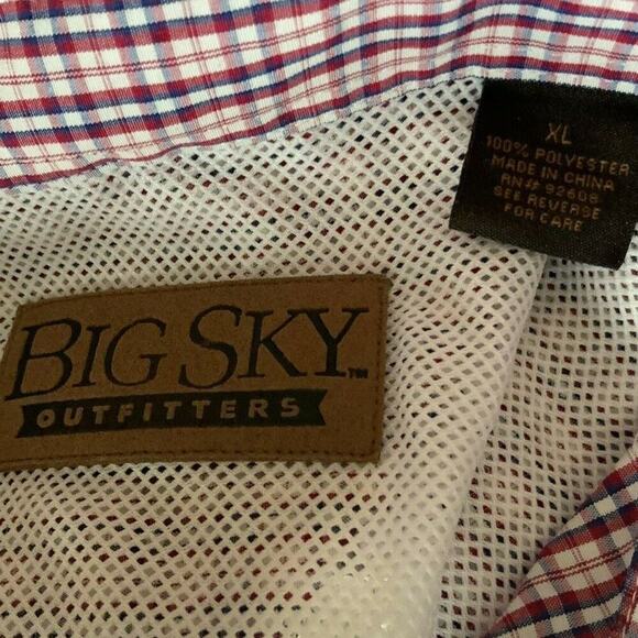 Big Sky Outfitters Shirt Men's Sz XL Plaid Button Up Outdoor Fishing Vented Top - Picture 8 of 8